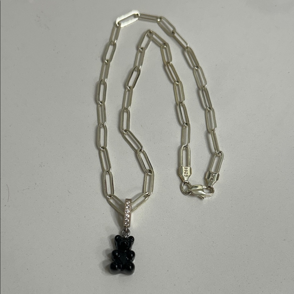 Black Gummy Bear Pendant Necklace